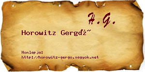Horowitz Gergő névjegykártya